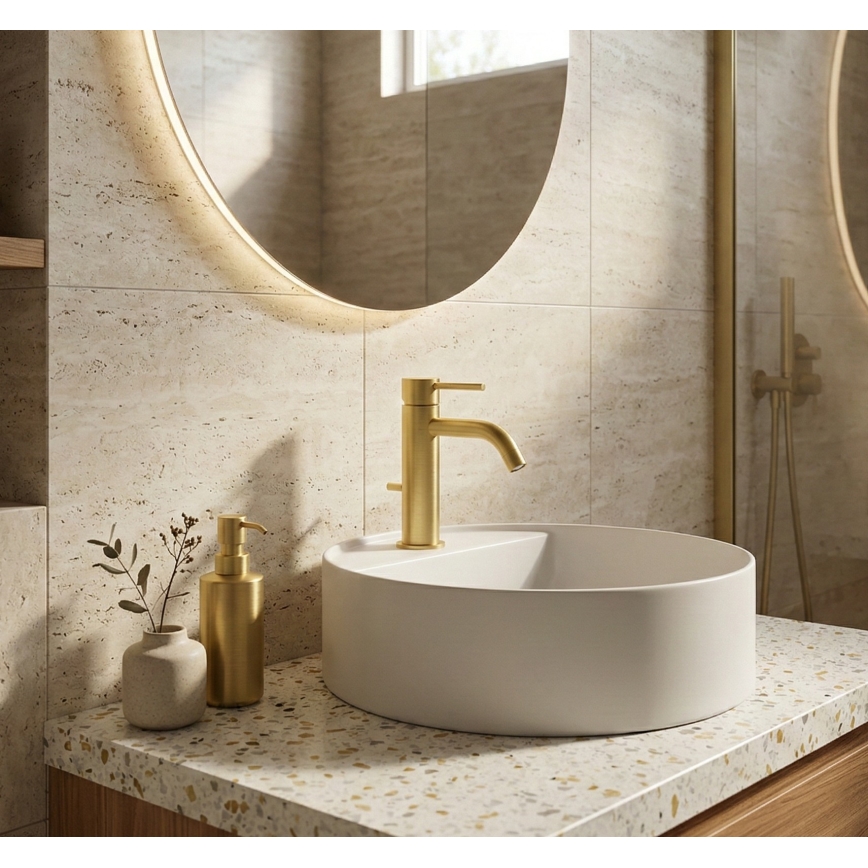 Paffoni - pesuallashana + LIGHT-viemärisarja, kultainen