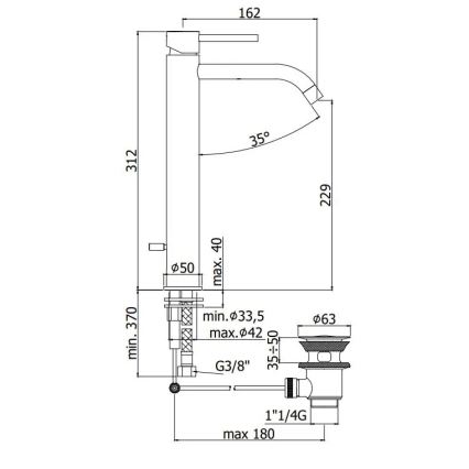 Paffoni - pesuallashana + pohjaventtiili LIGHT, harjattu kulta