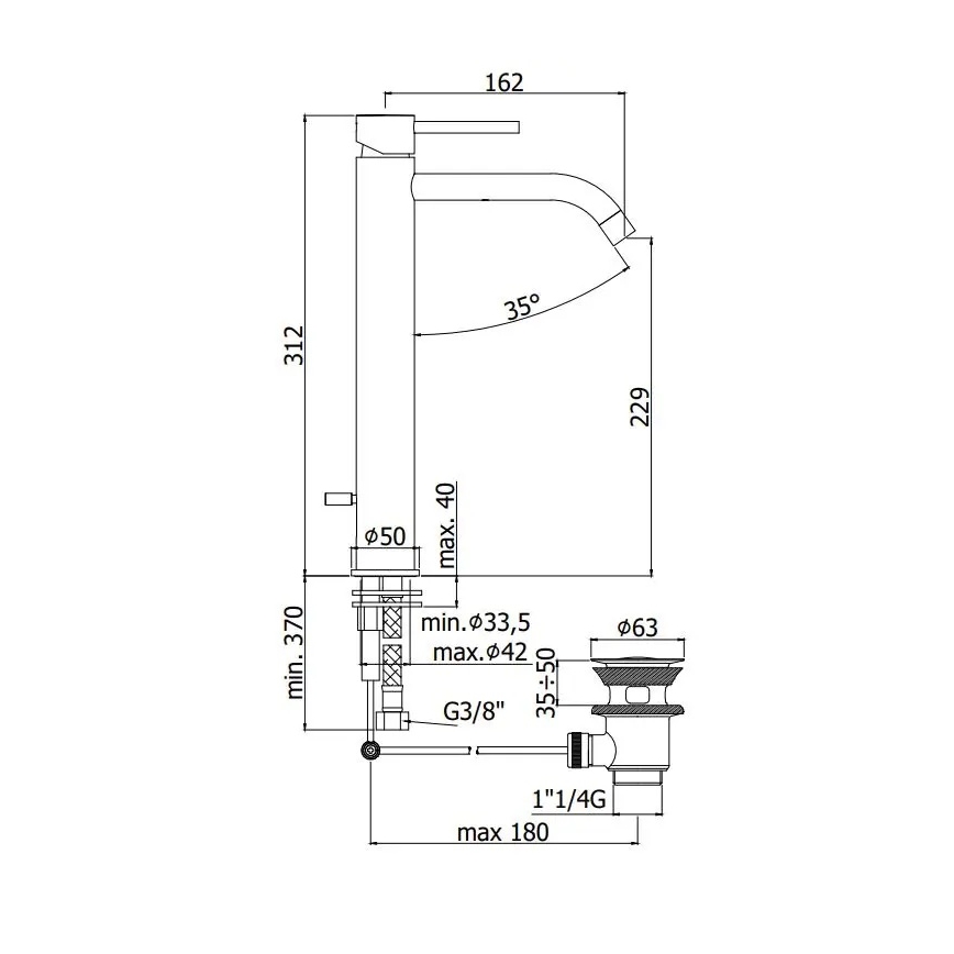Paffoni - pesuallashana + pohjaventtiili LIGHT, harjattu kulta