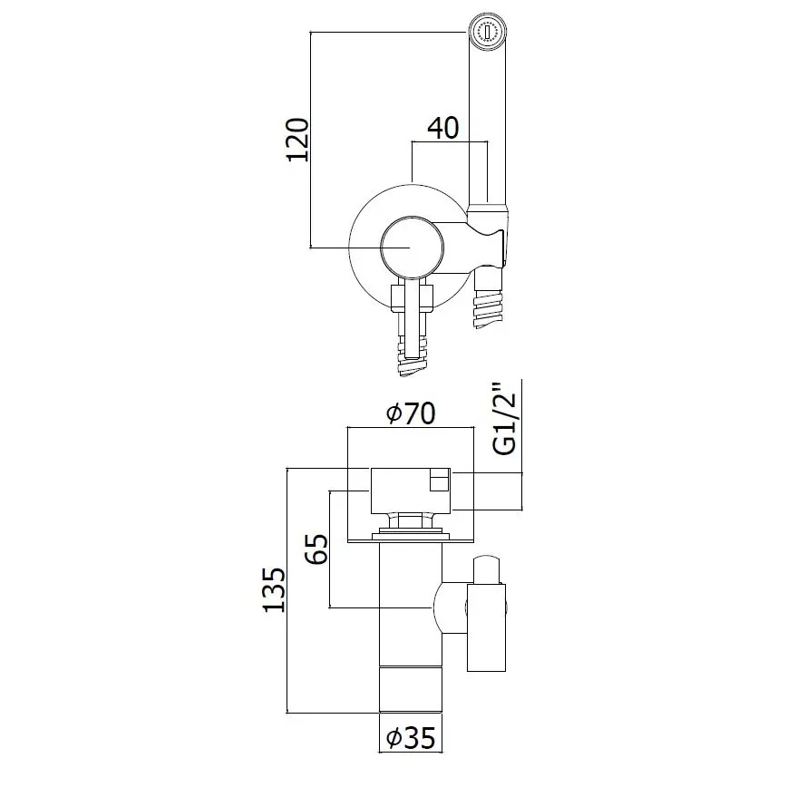 Paffoni - Seinäasennussarja käsikäyttöisellä bidetsuihkulla uppoasennukseen RINGO WEST pronssi