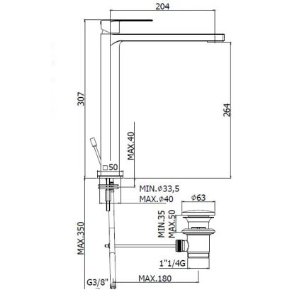 Paffoni - TANGO pesuallashana ja tyhjennysventtiili, kiiltävä kromi