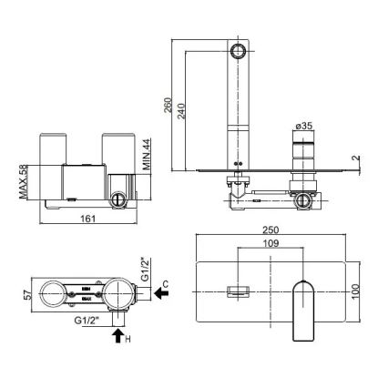 Paffoni - TANGO pesuallashana uppoasennukseen, kiiltävä kromi