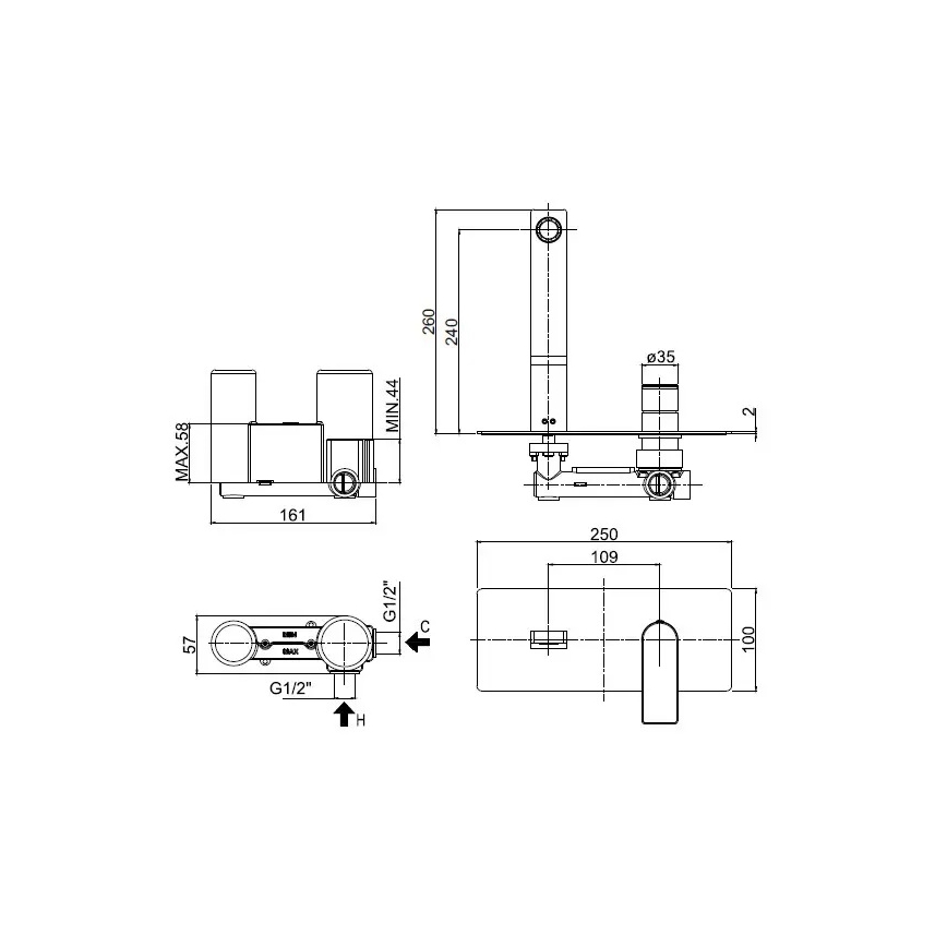 Paffoni - TANGO pesuallashana uppoasennukseen, kiiltävä kromi