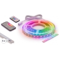 Paketti 1x himmennettävä RGBW-LED-nauha NEO LITE MUSIC LED/24W/230V 5 m IP65 Wi-Fi Tuya + 5x sisäänrakennettava profiili 1 m hopea/valkoinen + kaukosäädin