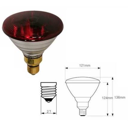 Paksuseinäinen infrapunalamppu PHILIPS PAR38 E27/150W/230V