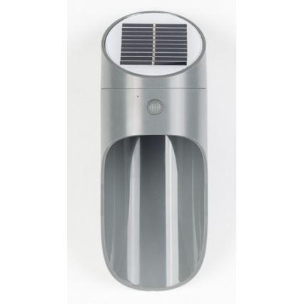 LED aurinkokäyttöinen seinävalaisin anturilla PALESA LED/1W/3,7V IP65 1800 mAh harmaa