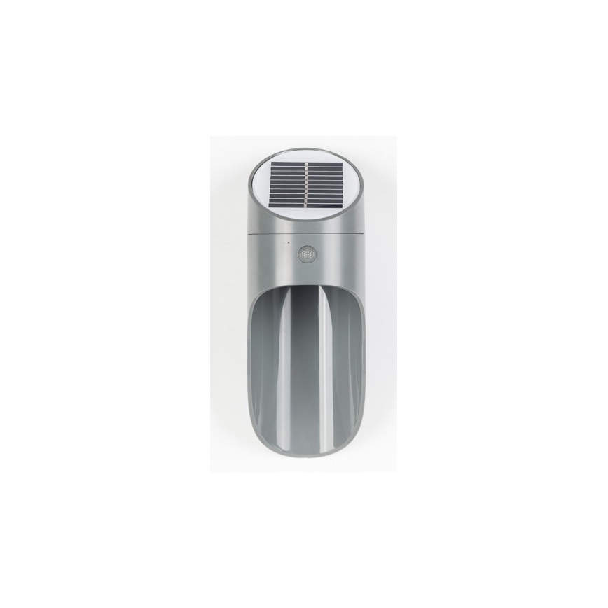 LED aurinkokäyttöinen seinävalaisin anturilla PALESA LED/1W/3,7V IP65 1800 mAh harmaa