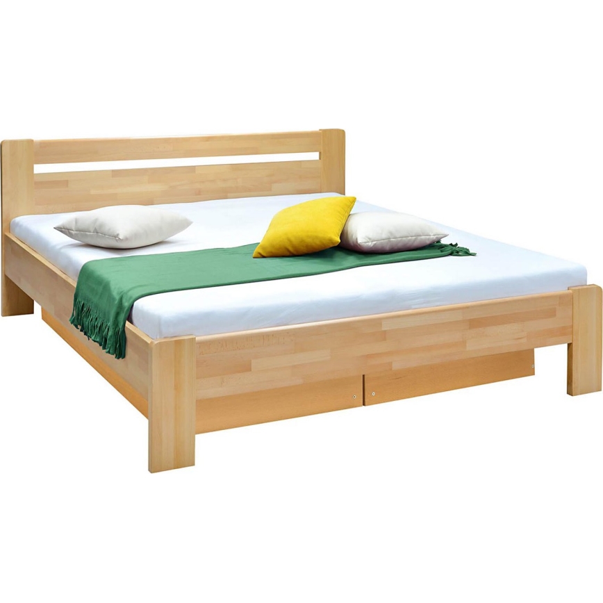 Parivuode, jossa on sänky ja säilytystilaa massiivista AMARA 180x200 cm pyökkiä