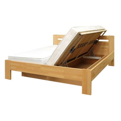 Parivuode, jossa on sänky ja säilytystilaa massiivista AMARA 180x200 cm pyökkiä