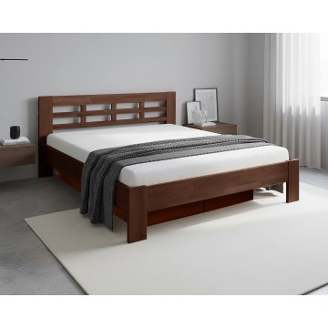 Parivuode massiivipuusta säilytystilalla ANGELA 180x200 cm tummassa pähkinässä