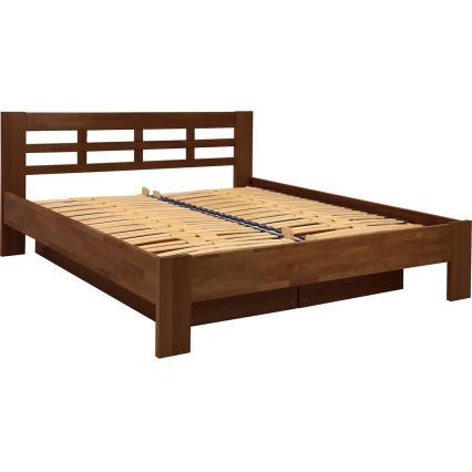 Parivuode massiivipuusta säilytystilalla ANGELA 180x200 cm tummassa pähkinässä