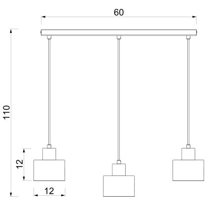 PARKLA-riippuvalaisin johdolla, 3 x E27, 15 W, 230 V, musta