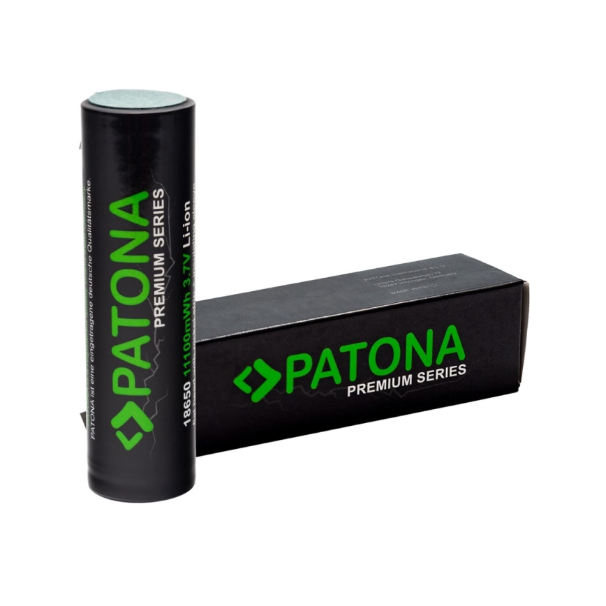PATONA - Akku 18650 Li-lon 3000mAh PREMIUM 3,7V kanssa nauha terminals kohteelle soldering