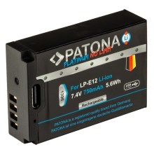PATONA - Akku Canon LP-E12 750mAh Li-Ion Platinum USB-C lataus