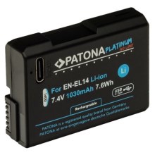 PATONA - Akku Nikon EN-EL14/EN-EL14A 1030mAh Li-Ion Platinum USB-C lataus