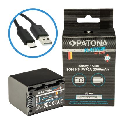 PATONA - Akku Sony NP-FV70A 2060mAh Li-Ion Platinum USB-C lataus