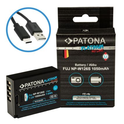 PATONA - Akku Fuji NP-W126S 1050mAh Li-Ion Platinum USB-C-lataus