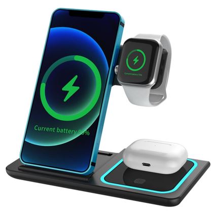 PATONA - Langaton laturi 3in1 iPhonelle musta