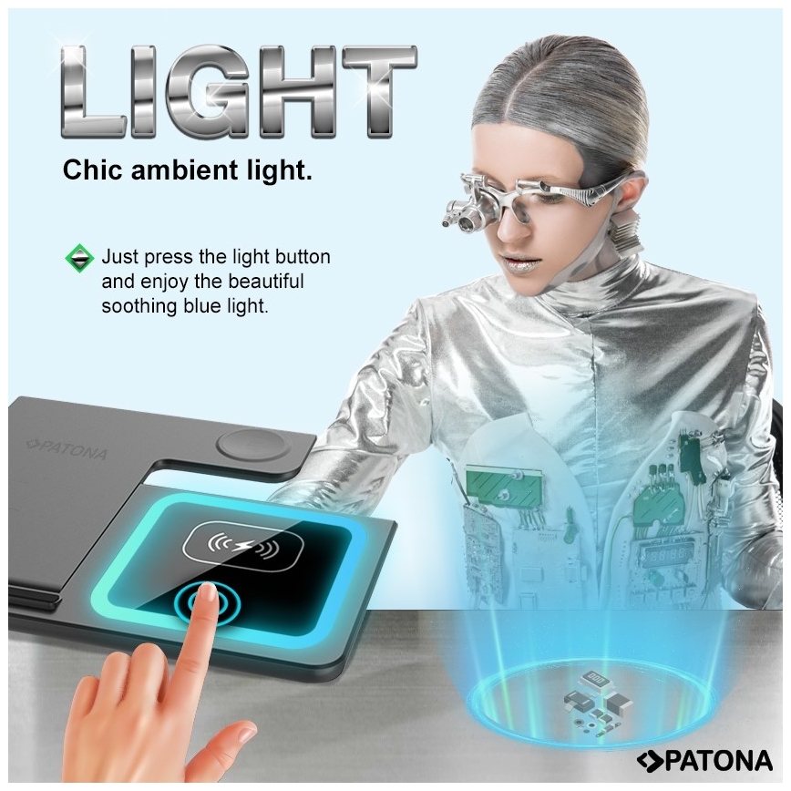 PATONA - Langaton laturi 3in1 iPhonelle musta