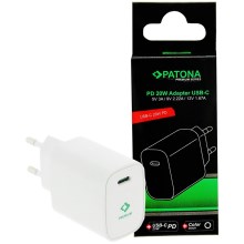 PATONA - Latausadapteri USB-C Power delivery 20W/230V valkoinen
