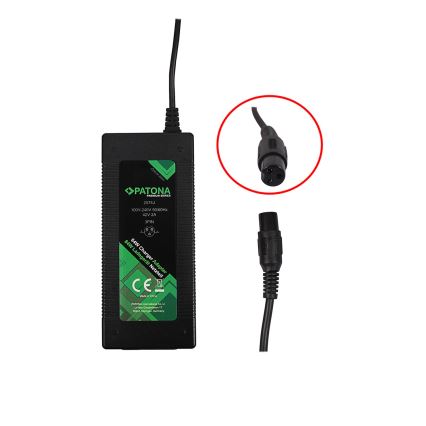 PATONA - Laturi sähköpotkulaudoille ja hoverboardeille 42V / 2A / 84W 3pin