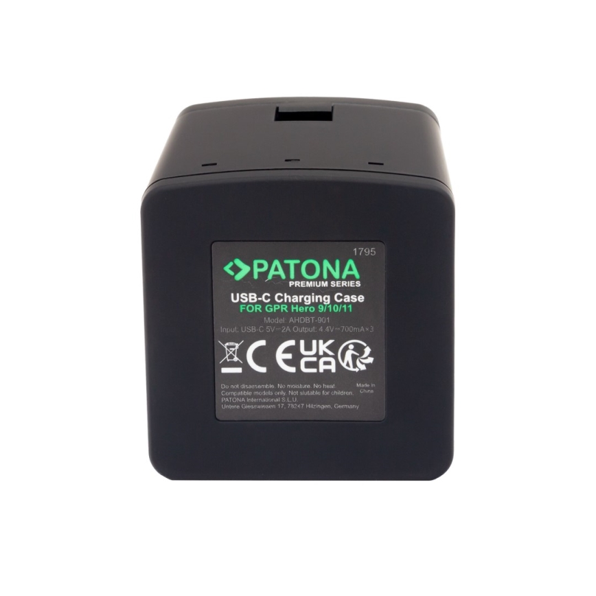 PATONA - Laturi Triple GoPro Hero 9/Hero 10/Hero 11/Hero 12