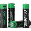 PATONA - SETTI 4x Akku AA/LR6 Li-Pol 2000mAh 1,5Vs kanssa USB-C lataus