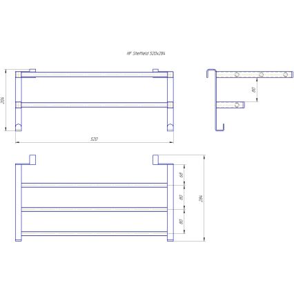 Patterikiinnitteinen pyyheteline kylpyhuoneen patteriin HF SHEFFIELD 52x28,4 cm musta