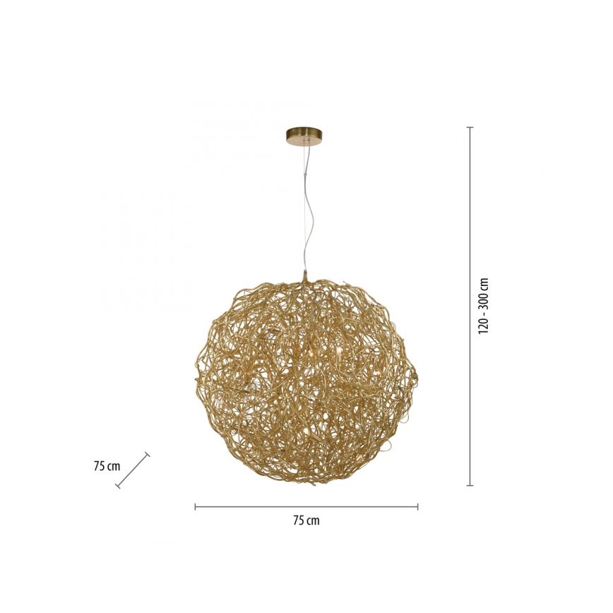 Paul Neuhaus 2019-12 - Riippuvalaisin vaijerilla SAREA 15xG9/40W/230V kultainen