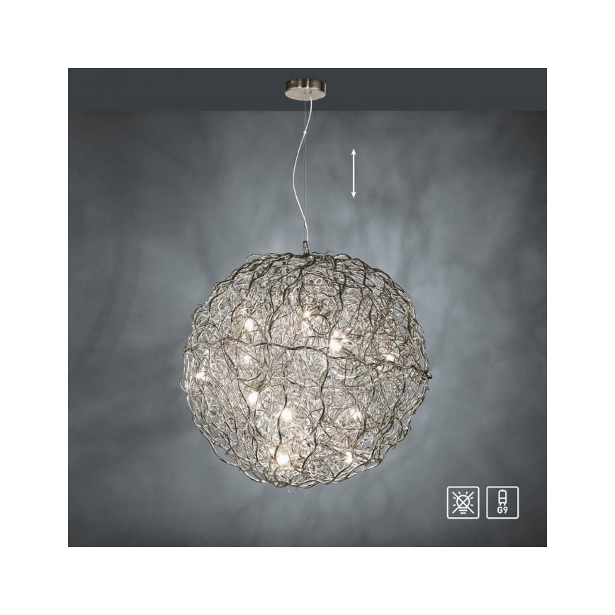 Paul Neuhaus 2019-21 - SAREA-riippuvalaisin vaijerilla 15xG9/40W/230V hopea