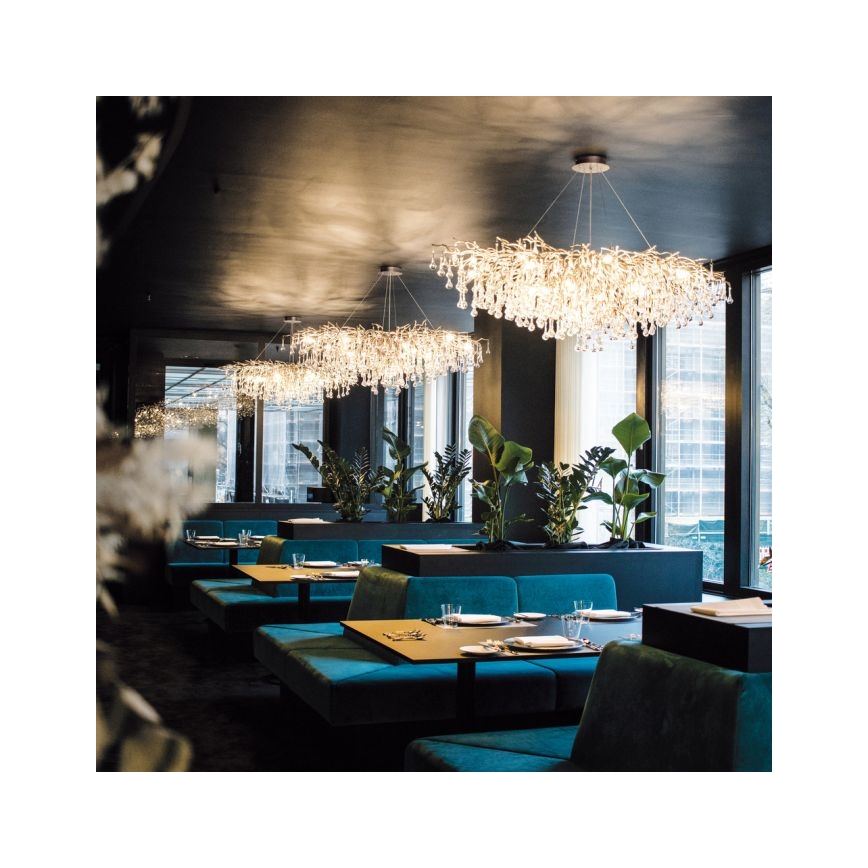 Paul Neuhaus 2031-11 - Kattokruunu johdossa ICICLE 15xG9/40W/230V 75x150 cm messinki