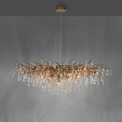 Paul Neuhaus 2031-11 - Kattokruunu johdossa ICICLE 15xG9/40W/230V 75x150 cm messinki