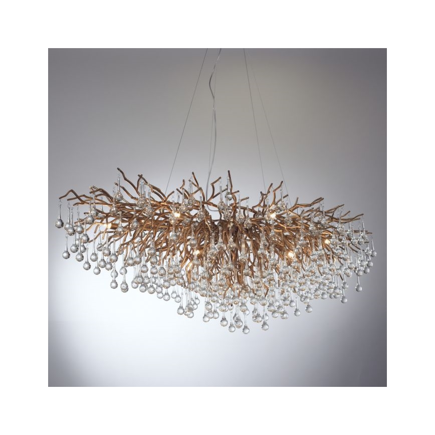 Paul Neuhaus 2031-11 - Kattokruunu johdossa ICICLE 15xG9/40W/230V 75x150 cm messinki