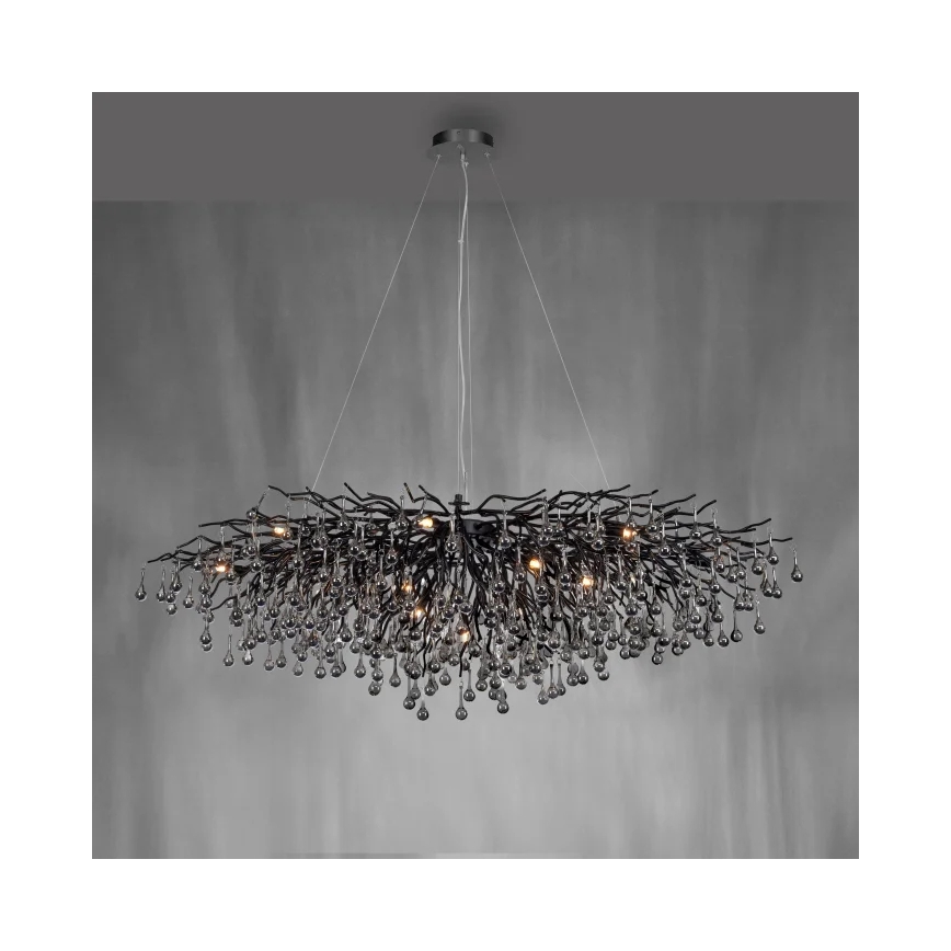 Paul Neuhaus 2031-18 - Riippuvalaisin kaapelilla ICICLE 15xG9/40W/230V 75x150 cm musta