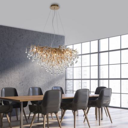 Paul Neuhaus 2192-11 - Kattokruunu johdossa ICICLE 10xG9/40W/230V 50x100 cm messinki