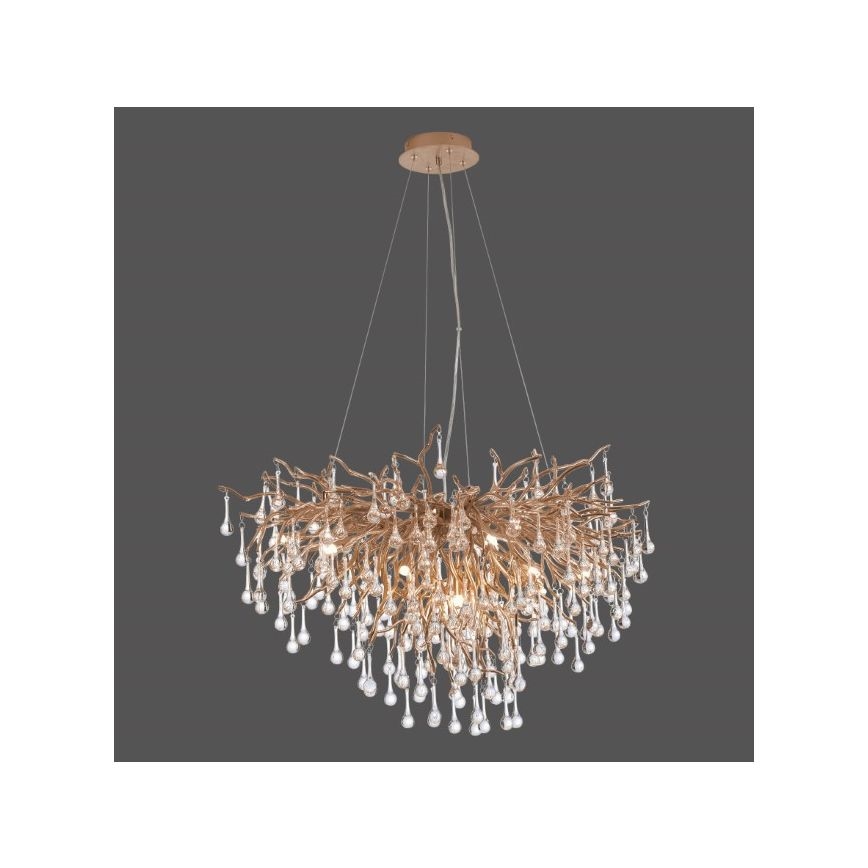 Paul Neuhaus 2192-11 - Kattokruunu johdossa ICICLE 10xG9/40W/230V 50x100 cm messinki