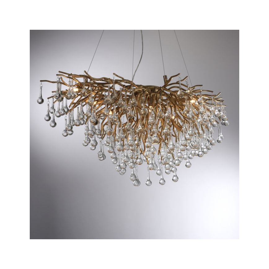 Paul Neuhaus 2192-11 - Kattokruunu johdossa ICICLE 10xG9/40W/230V 50x100 cm messinki