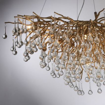 Paul Neuhaus 2192-11 - Kattokruunu johdossa ICICLE 10xG9/40W/230V 50x100 cm messinki