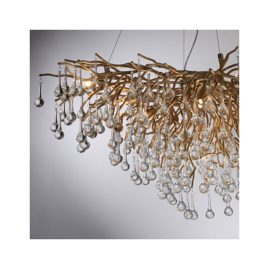 Paul Neuhaus 2192-11 - Kattokruunu johdossa ICICLE 10xG9/40W/230V 50x100 cm messinki