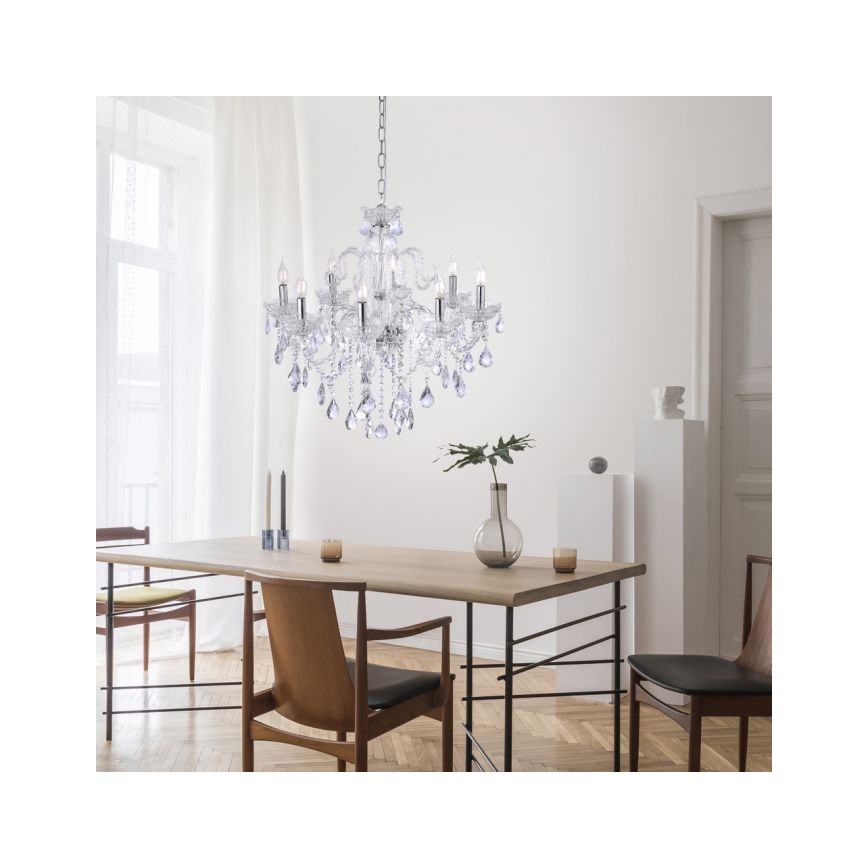 Paul Neuhaus 3081-00 - Kristalli-ketjukattokruunu GRACIA 8xE14/40W/230V