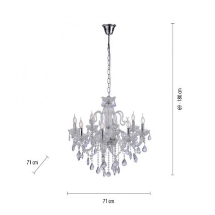 Paul Neuhaus 3081-00 - Kristalli-ketjukattokruunu GRACIA 8xE14/40W/230V