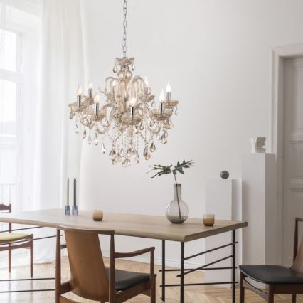 Paul Neuhaus 3081-97 - Kristalli-ketjukattokruunu GRACIA 8xE14/40W/230V kultainen