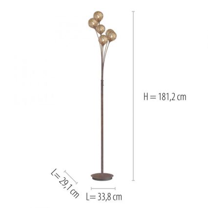 Paul Neuhaus 398-48 - Lattialamppu GRETA 6xG9/40W/230V