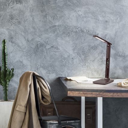 Paul Neuhaus 4595-23 - LED himmennettävä kosketuspöytävalaisin langattomalla latauksella ADRIANO LED/5W/230V ruskea