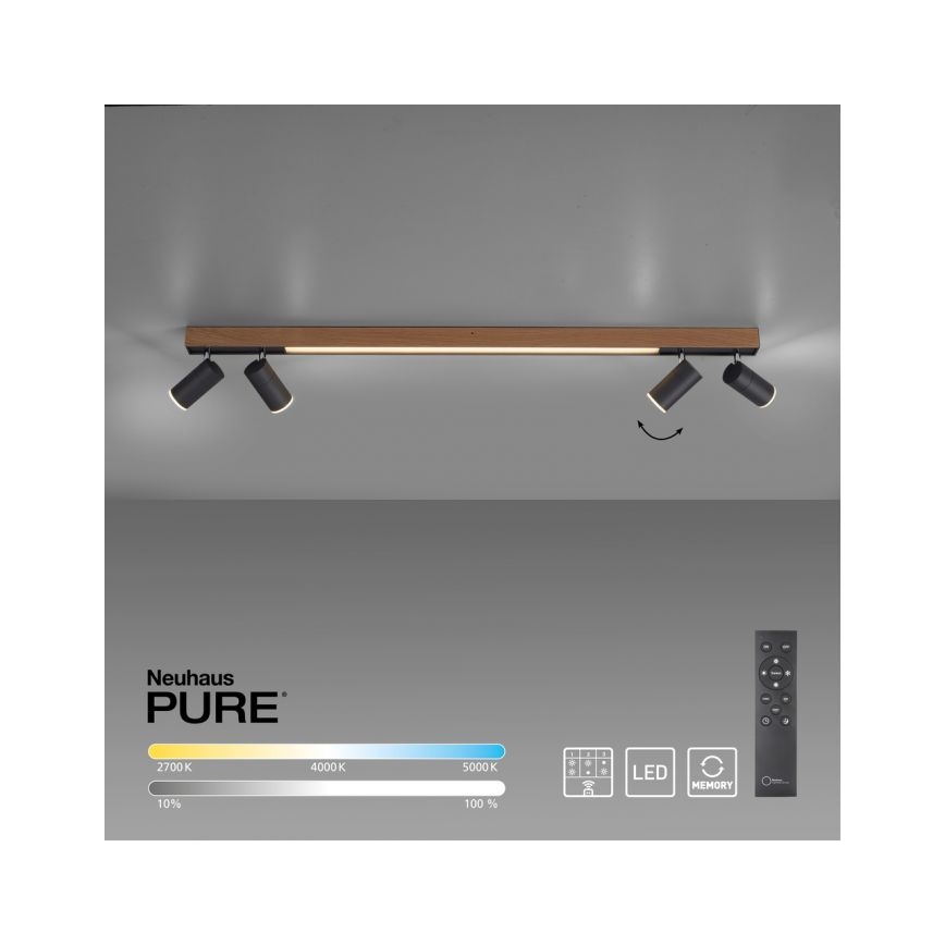 Paul Neuhaus 6121-79 - Himmennettävä LED-kohdevalo PURE 4xLED/4W/230V + LED/9W 2700-5000K + kauko-ohjaus