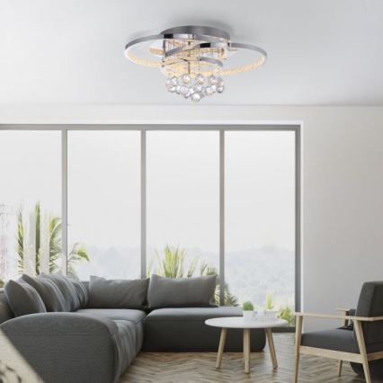 Paul Neuhaus 6267-17 - Himmennettävä LED-kattovalaisin ROTAZO LED/32W/230V halkaisija 45 cm kiiltävä kromi