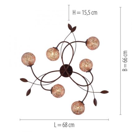 Paul Neuhaus 6398-48 - Kiinteä kattokruunu GRETA 6xG9/40W/230V