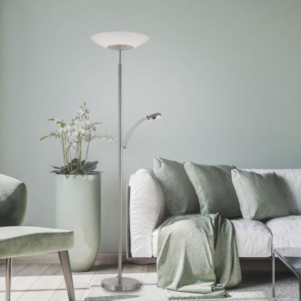 Paul Neuhaus 655-55 - Himmennettävä LED-lattiavalaisin ALFRED 1xLED/28W+1xLED/4W/230V kiiltävä kromi