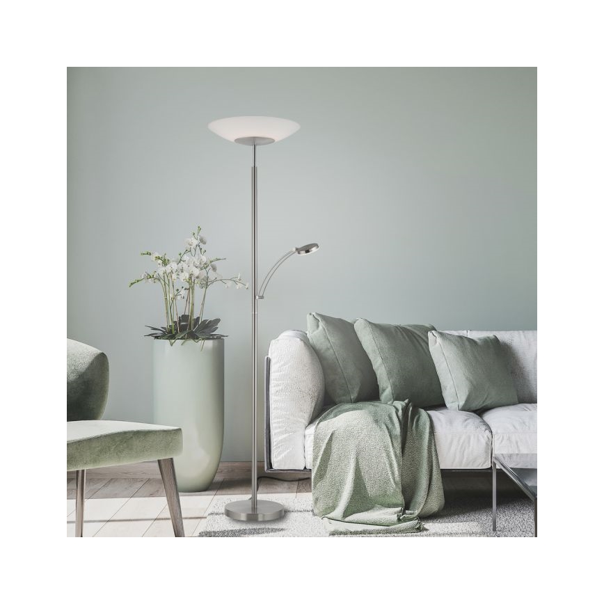 Paul Neuhaus 655-55 - Himmennettävä LED-lattiavalaisin ALFRED 1xLED/28W+1xLED/4W/230V kiiltävä kromi