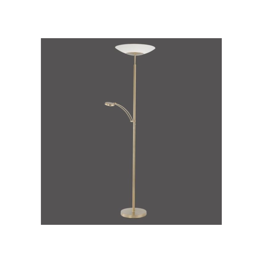 Paul Neuhaus 655-60 - LED-himmennettävä lattiavalaisin ALFRED LED/28W/230V+LED/4W/230V messinki